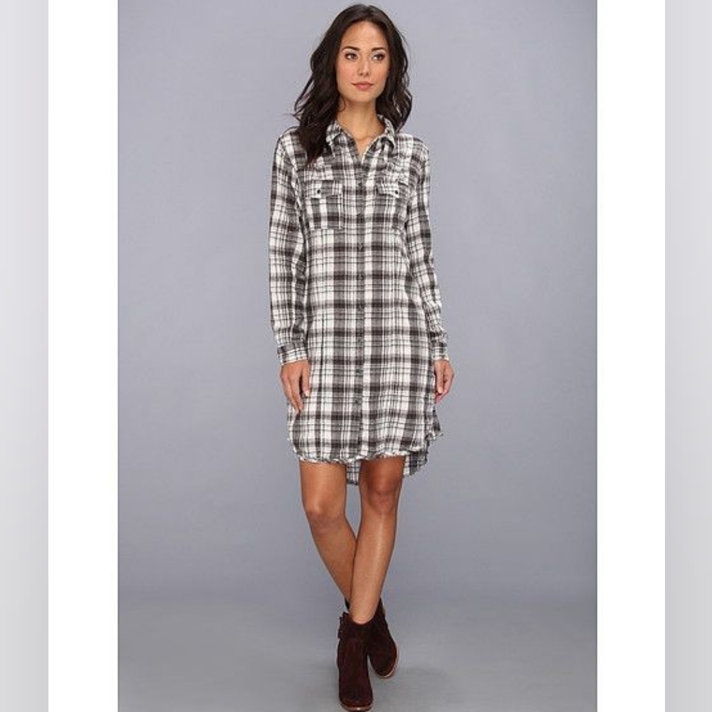 Free People Black and White Plaid Dress